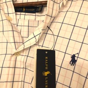 NWT Polo Ralph Lauren Mens Buttondown Oxford Long Sleeve Shirt White L